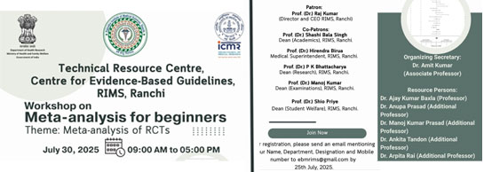 Workshop on Meta-analysis for beginners, theme : Meta-analysis of RCTs, July 30, 2025